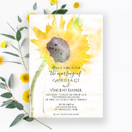 Invitación Girasol amarillo en Boda de color blanco