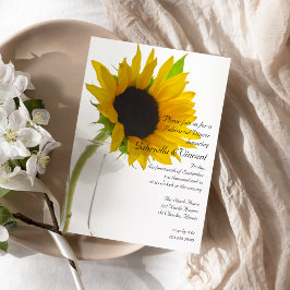 Invitación Girasol amarillo en la cena de ensayo Boda blanco
