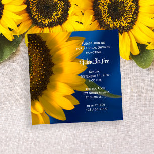 Invitación Girasol amarillo en la ducha azul de novia