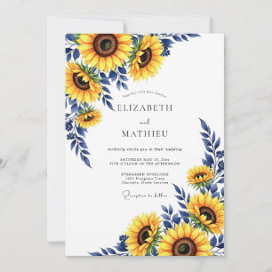 Invitación Girasol Amarillo Floración de Otoño Boda