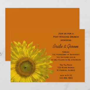 Invitación Girasol Amarillo sobre Desayuno Nupcial Naranja Po