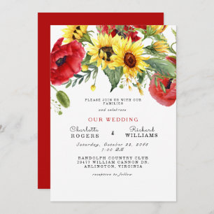 Invitación Girasol amarillo toscano Negrita Boda simple Invit