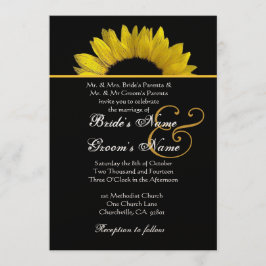 Invitación Girasol amarillo y negro que casa el papel