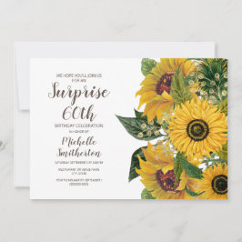 Invitación Girasol Blanco Amarillo Sorpresa Cumpleaños 60