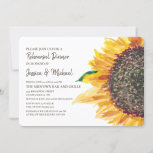 Invitación Girasol Boho Blanco Amarillo Marrón Ensayo