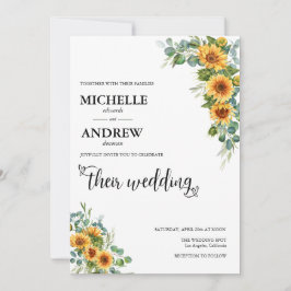 Invitación Girasol Botánico |  Boda de Eucalipto