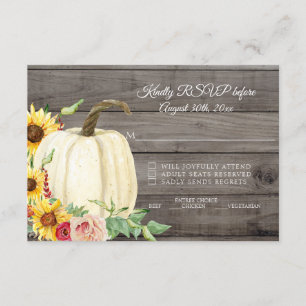 Invitación Girasol Calabaza Rubor Rojo Otoño Granero Madera R