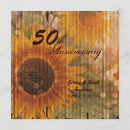 Invitación girasol campestre rústico aniversario de bodas 50
