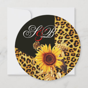 INVITACIÓN GIRASOL, CINTA DE PELAJE DE LEOPARDO, PIEDRA PRECI
