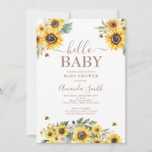 Invitación Girasol con Bee Oh Baby Shower