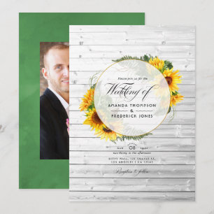 Invitación Girasol de acuarela boda rústica del granero del p