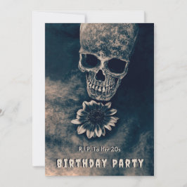 Invitación Girasol de cráneo gótico QEPD a sus 20 años
