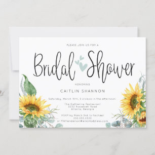 Invitación Girasol de ducha de novia con corazones verdes sab
