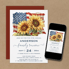 Invitación Girasol de la Bandera Americana Patriótica Reunión