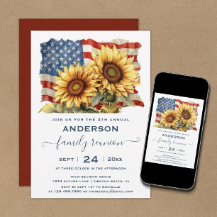 Invitación Girasol de la Bandera Americana Patriótica Reunión
