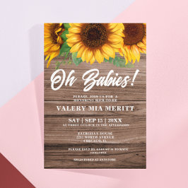 Invitación Girasol De Madera De Caída Rústica Oh Baby Shower
