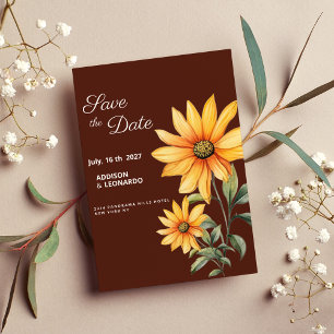 Invitación Girasol de menta naranja marrón de turba Save the