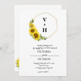 Invitación Girasol de oro geométrico simple