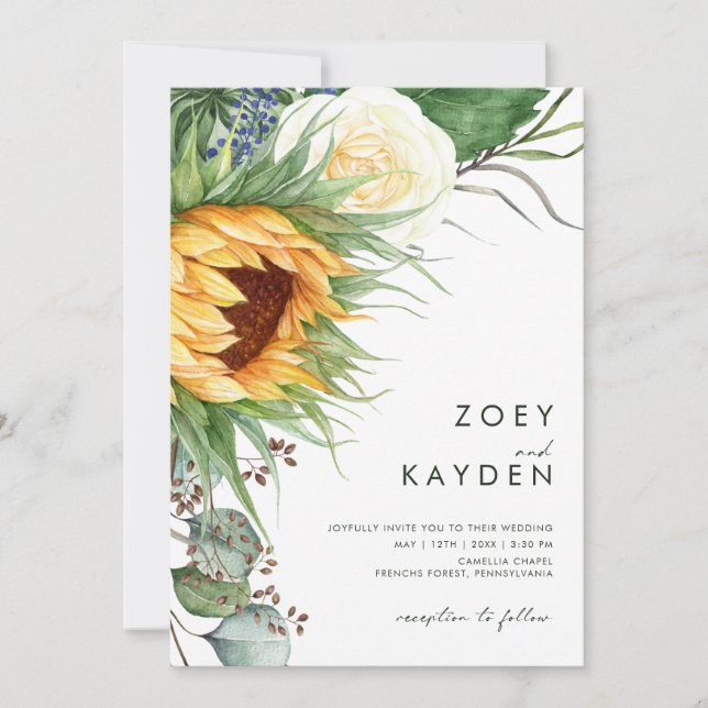 Invitación Girasol de país en negrita | Boda Casual (Anverso)