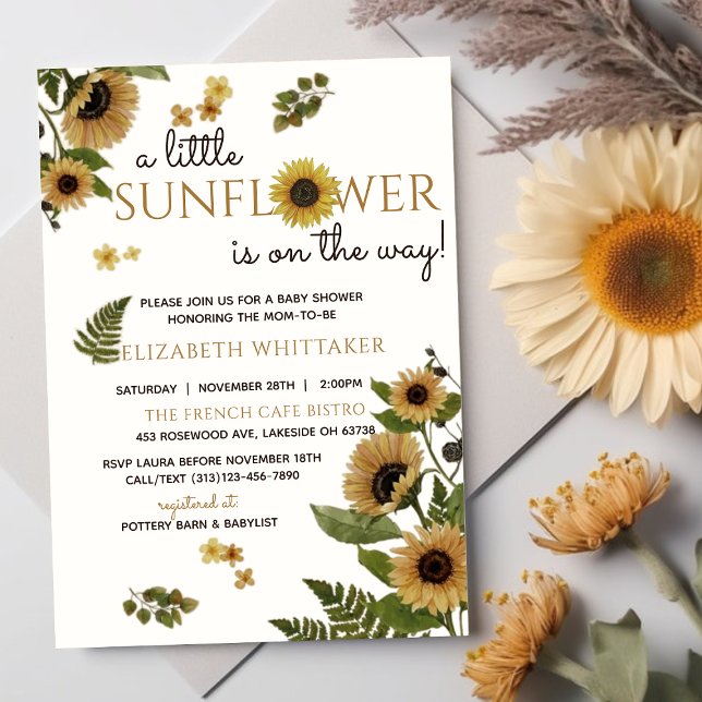 Invitación Girasol Editable En Camino De Baby Shower (Subido por el creador)