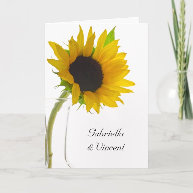 Invitación Girasol en Boda blanco (Anverso)