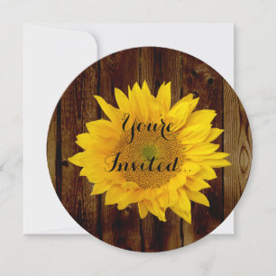 Invitación Girasol en el Vintage Barn Wood Country