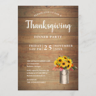 Invitación girasol en la cena de acción de gracias de milkbuc