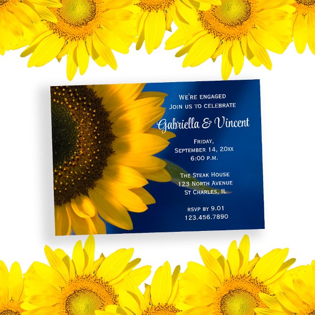 Invitación Girasol en la fiesta de compromiso azul (Subido por el creador)