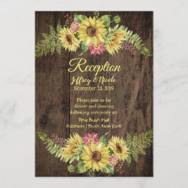 Invitación Girasol en la recepción rústica de boda rural de m