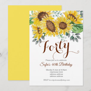 Invitación girasol, fiesta de cumpleaños floral