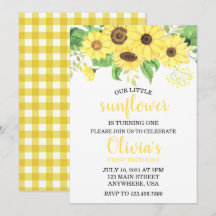 Girasol Floral Verano Primer Cumpleaños 
