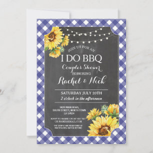 Invitación Girasol I DO BBQ Ducha de Parejas Gingham
