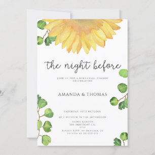 Invitación Girasol la noche antes de la cena de ensayo