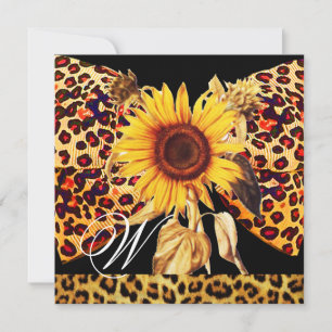INVITACIÓN GIRASOL, LAZO DE PELAJE DE LEOPARDO FIESTA DE VERA