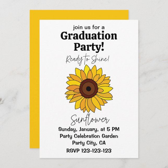 Invitación Girasol Listo Para Brillar La Graduación De Giraso