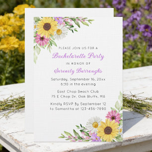 Invitación Girasol Margarita Boho Jardín Despedida de Soltera