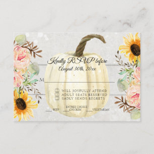 Invitación Girasol n Floral Rosa Rústico Calabaza Madera RSVP