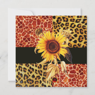INVITACIÓN GIRASOL, PELAJE DE LEOPARDO Y JIRAFA, RUBÍ ROJO