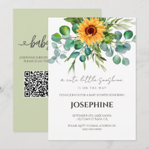 Invitación Girasol Pequeño Sol QR Registro Baby Shower