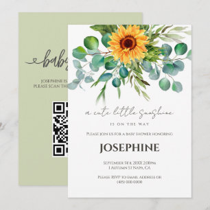 Invitación Girasol Pequeño Sol QR Registro Baby Shower