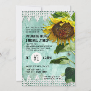 Invitación Girasol pintado a mano en valla de madera Colmena