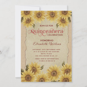 Invitación Girasol romántico Linen Quinceañera