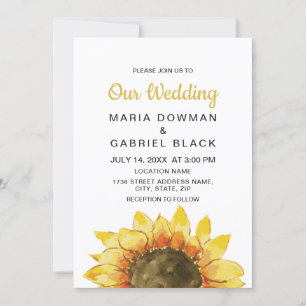Invitación Girasol ruso amarillo. Boda de moda en el país Inv
