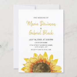 Invitación Girasol ruso amarillo. Boda de moda simple