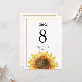 Invitación Girasol ruso amarillo. Número de tabla de boda