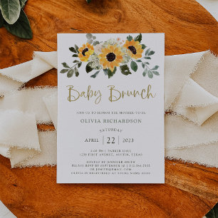 Invitación Girasol ruso   Bebé Brunch con guión de oro