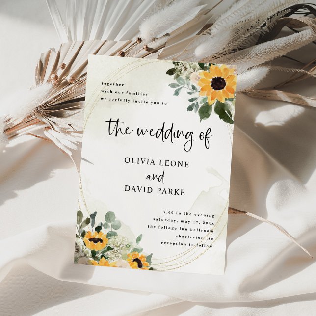 Invitación Girasol ruso | Boda acuarela simple (Subido por el creador)