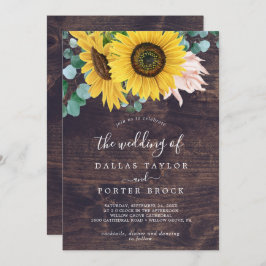 Invitación Girasol ruso | Madera Todo En Un Boda