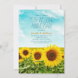 Invitación Girasol Rústico 75º Aniversario de Boda Floral