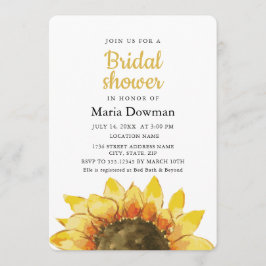 Invitación Girasol rústico amarillo. Ducha de novias en el ca